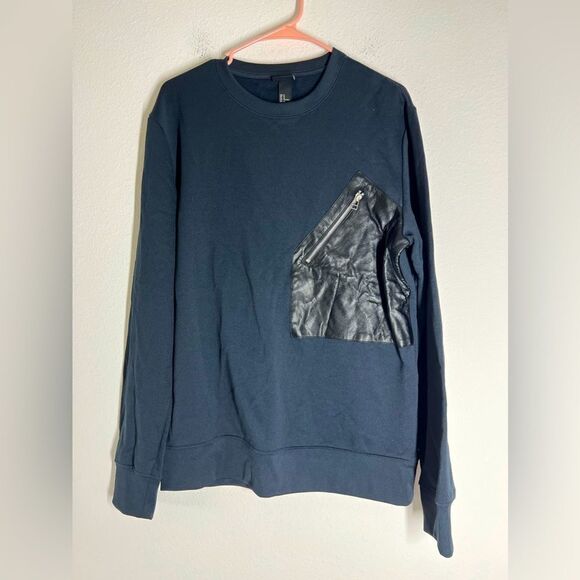 H&M Leather Patch Sweatshirt Size M Black - Picture 1 of 10